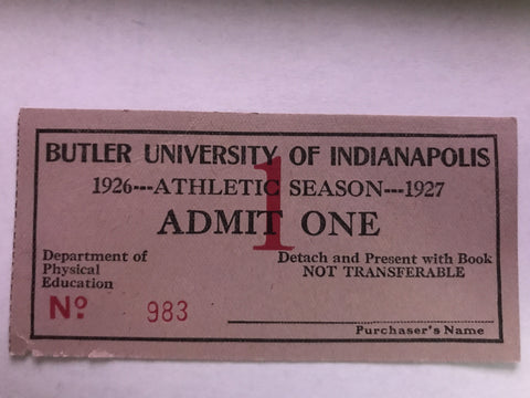 1926-27 Butler University Athletics Pass