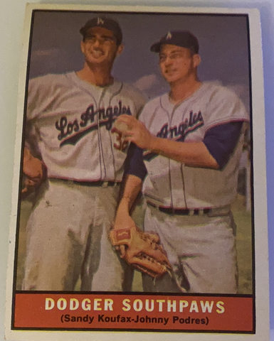 1961 Topps Dodger Southpaws Koufax/Podres Baseball Card #207, EX