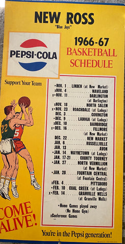 1966-67 New Ross HS Pepsi Basketball Schedule Poster
