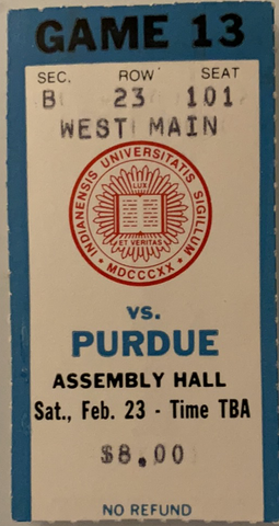 1985 Purdue vs Indiana University Basketball Ticket Stub