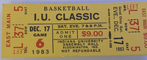1983 Indiana Classic Basketball Tournament Full Ticket
