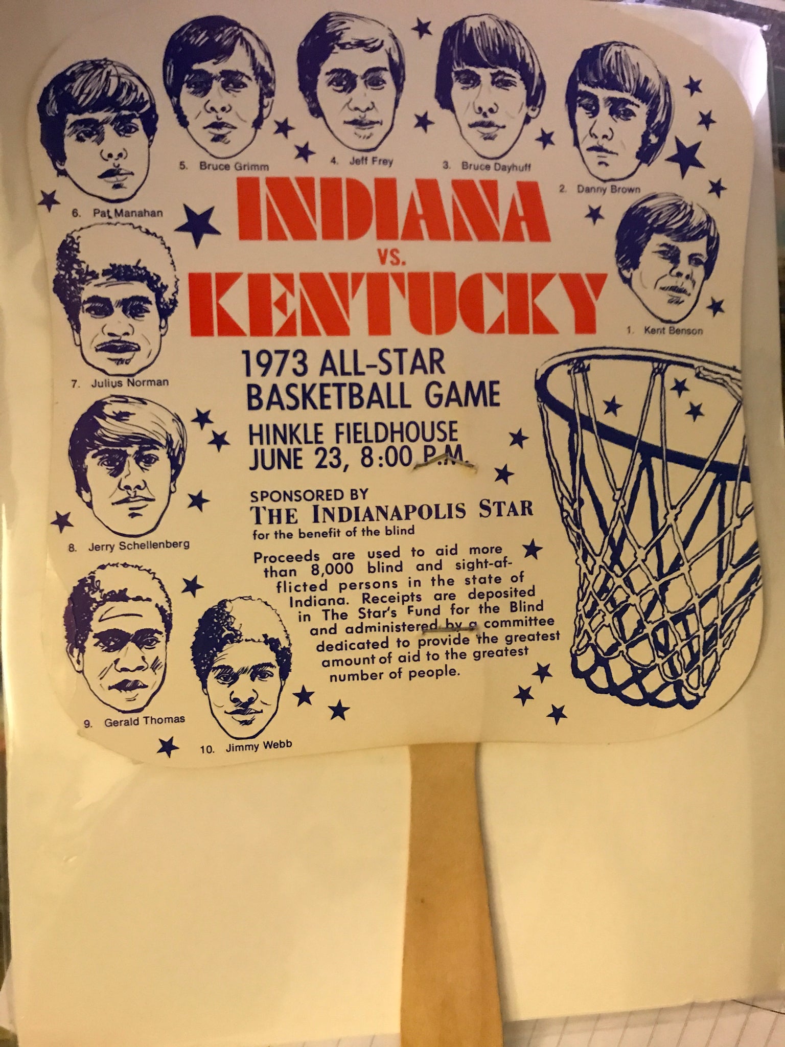 1973 Indiana Vs Kentucky High School Basketball All Star Game Fan ...