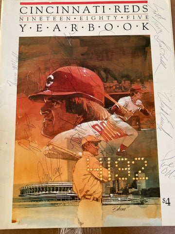 1985 Cincinnati Reds Yearbook autographed by several