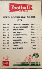 1971 Indianapolis North Central HS Coca Cola Football Schedule Poster