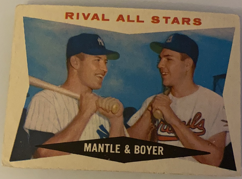1960 Topps Rival All Stars Mantle & Boyer Baseball Card #160, VG