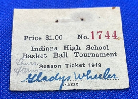 1919 Indiana High School Basketball State Finals Ticket Stub