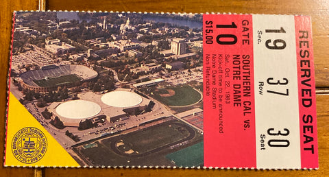 1983 USC vs Notre Dame Football Ticket Stub
