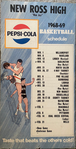 1968-69 New Ross HS Pepsi Basketball Schedule Poster