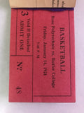 1921 Butler College Basketball Ticket Book w/ 5 Unused Tickets - Vintage Indy Sports