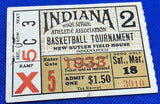 1933 Indiana High School Basketball State Finals Ticket Stub