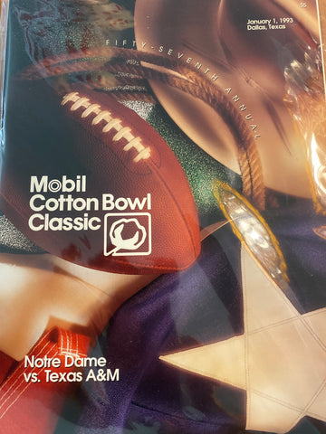 1993 Cotton Bowl Program Notre Dame vs Texas A&M