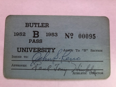 1952-53 Butler University Athletics Pass