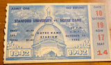 1942 Stanford vs Notre Dame Football Ticket Stub