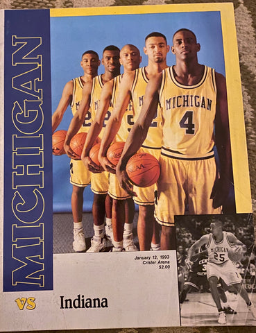 1993 Indiana University vs Michigan Basketball Program w/ Press Notes