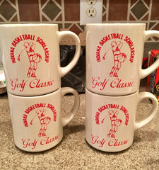Set of 4 Indiana University Basketball Players Scholarship Golf Outing Coffee Mugs - Vintage Indy Sports