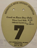 1947 Indianapolis 500 Pit Badge Back Up Card #7