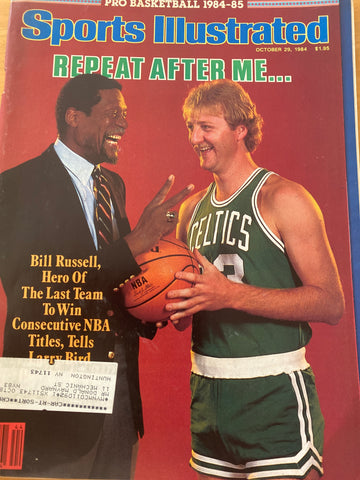 1984 Sports Illustrated Issue Larry Bird Bill Russell on cover.