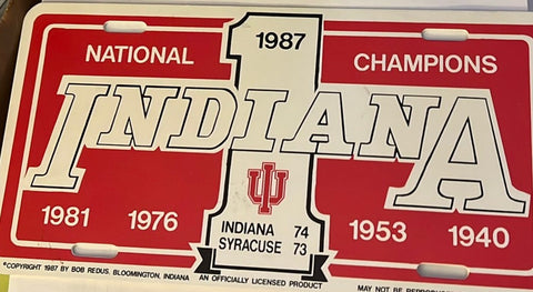 1987 Indiana University Basketball NCAA Champions License Plate