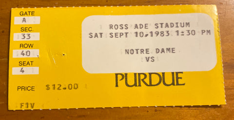 1983 Notre Dame vs Purdue Football Ticket Stub