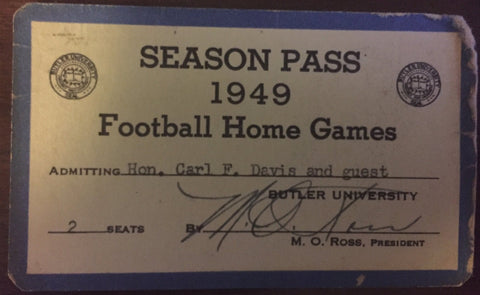 1949 Butler University Football Season Pass & Schedule