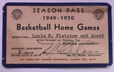 1949-50 Butler University Basketball Season Pass - Vintage Indy Sports
