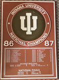 1987 Indiana University NCAA Basketball Champions Plaque
