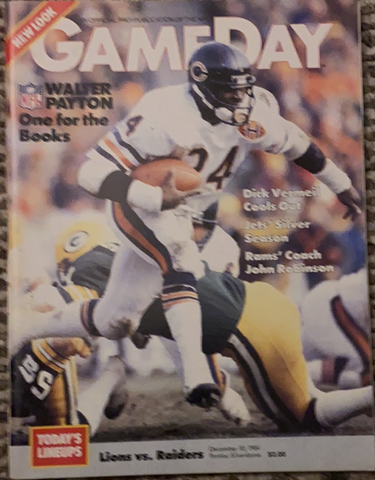 1984 Los Angeles Raiders vs Detroit Lions Football Program, Walter Payton on Cover